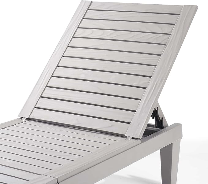 Nestl Sun Tanning Chair - Light Grey Chaise Lounge Chair Outdoor, Lightweight Pool Lounge Chairs Set of 6, Adjustable 5-Position Reclining Lawn Chair, Waterproof Beach Outdoor Lounge Chairs