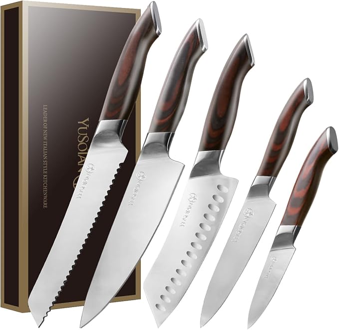 5-Piece Knife Set Professional Kitchen Knife Set Ultra Sharp High Carbon Stainless Steel Chef Knife Set for Kitchen Japanese Cooking Knife with Gift Box