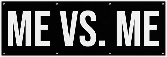Damdekoli Me Vs Me Banner - Motivational Home Gym Decor - Large Quote Wall Art - Weightlifting - Inspirational (72 x 24 Inches)