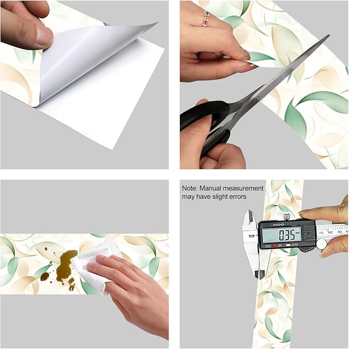 HOMETITUTE Wallpaper Border Peel and Stick Wall Border Green Leaf Watercolor