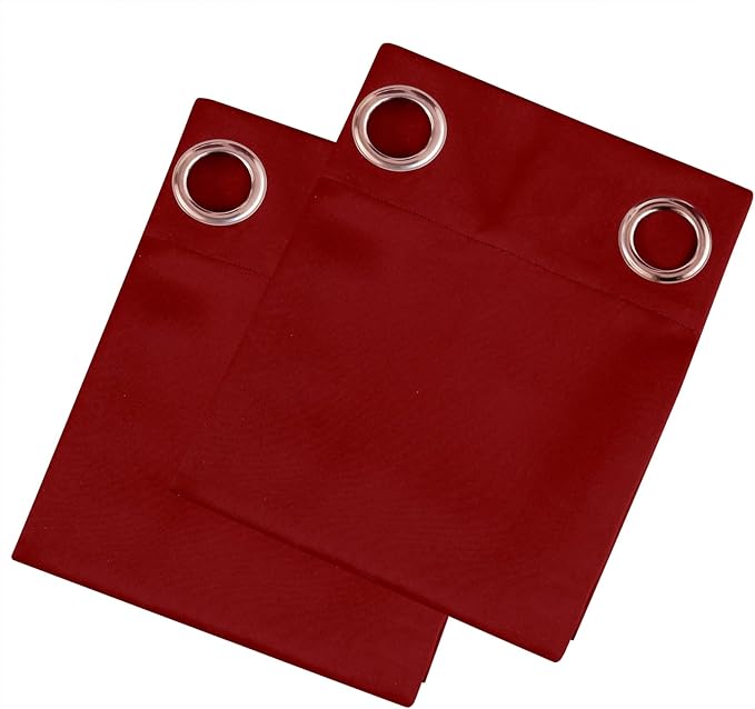 LEMOMO Blackout Curtains 66 x 54 Inch Long Red Curtains Set of 2 Panels Room