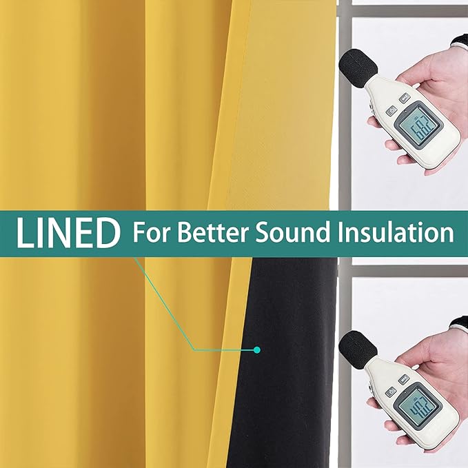 Yakamok 100% Blackout Curtains Energy Saving Thermal Insulated 2 Thick Layers
