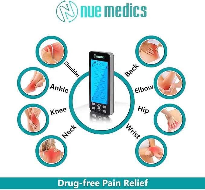 Tens Unit Machine Pulse Massager for Pain Relief, 24 Massage Modes, Rechargeable Muscle Stimulator Device with 10 Pads