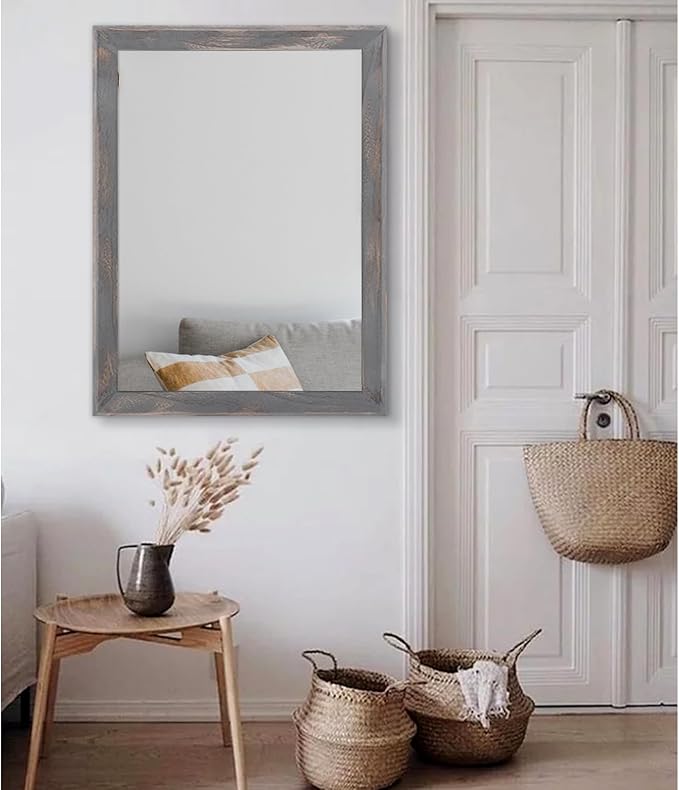AAZZKANG Wooden Mirror Rectangle Rustic Mirrors