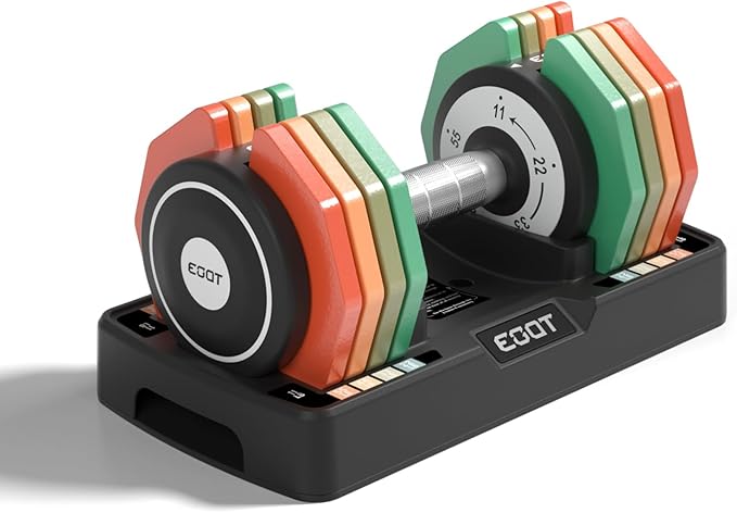 Adjustable Dumbbells Set/Single, 12.5LB/22.5LB/55LB 5 in 1 Free Adjustable Dumbbell Set with Anti-Slip Handle & Rainbow-colored Weight Plates for Home Gym, Weight Set for Women Men