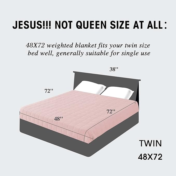 yescool Weighted Blanket for Adults (15 lbs, 48" x 72", Pink) Cooling Heavy Blanket for Sleeping Perfect for 140-160 lbs, Twin Size Breathable Blanket with Premium Glass Bead, Machine Washable