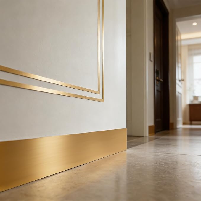 Self-Adhesive Wall Trim with Mirror Finish, 3.93" x 196.8" Peel and Stick