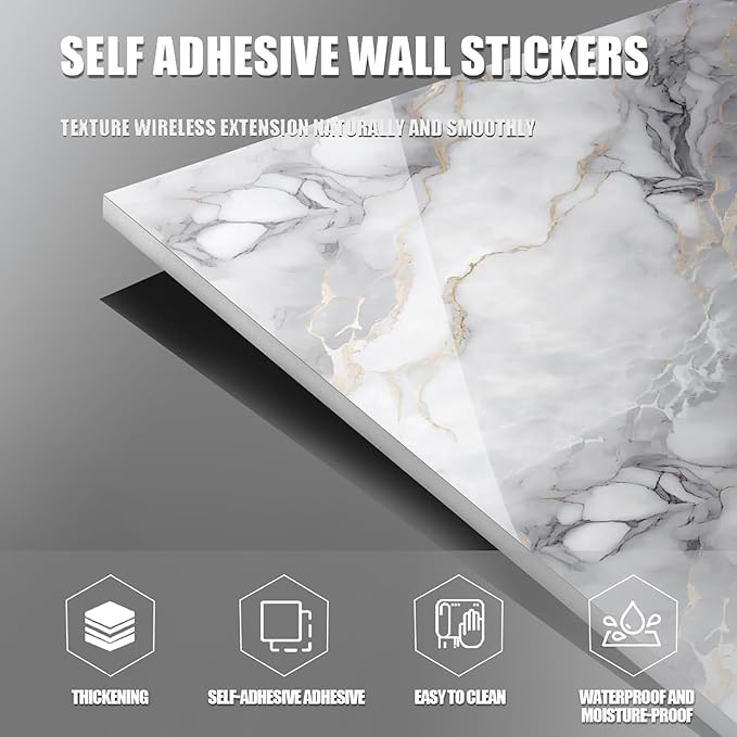 Chejiaye Thick 10pcs Marble Peel and Stick Backsplash Surface Waterproof Wall