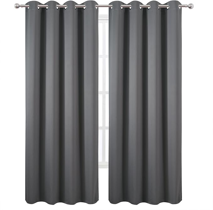 LEMOMO Blackout Curtains 52 x 90 Inch Long Frost Grey Curtains Set of 2 Panels