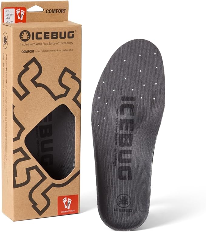 Icebug Comfort Insoles with Dynamic Arch Support, Charcoal Medium Arch, M 13