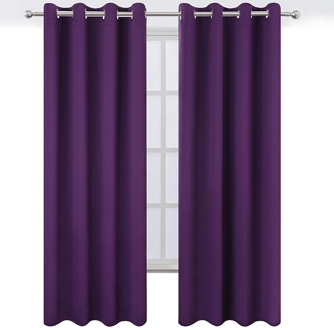 LEMOMO Blackout Curtains 52 x 120 Inch Long Purple Curtains Set of 2 Panels