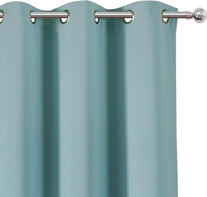 LEMOMO Stone Blue Thermal Blackout Curtains/38 x 84 Inch/Set of 2 Panels Room