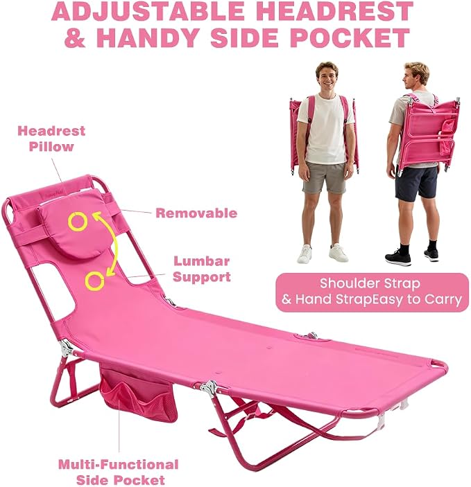 SUNNYFEEL Tanning Chair with Canopy, Face Down Lounger with Backpack Straps | 2-Pack Tanning Chair with Canopy, Face Down Lounger with Backpack Straps