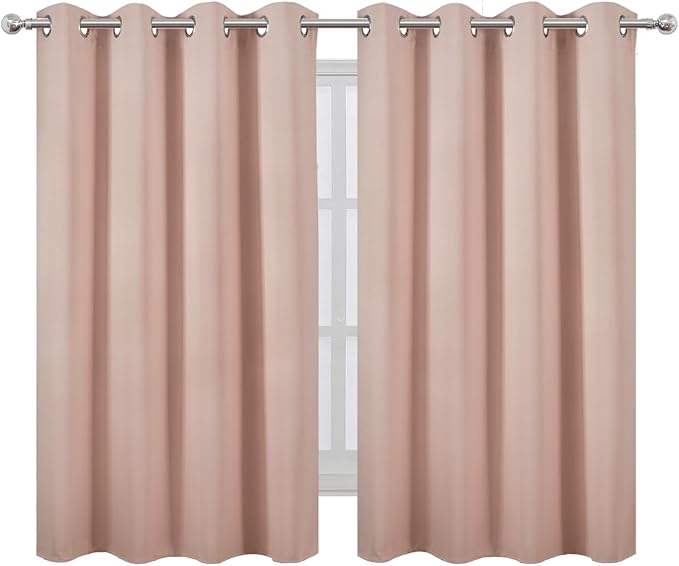 LEMOMO Blush Thermal Blackout Curtains/52 x 54 Inch/Set of 2 Panels Room