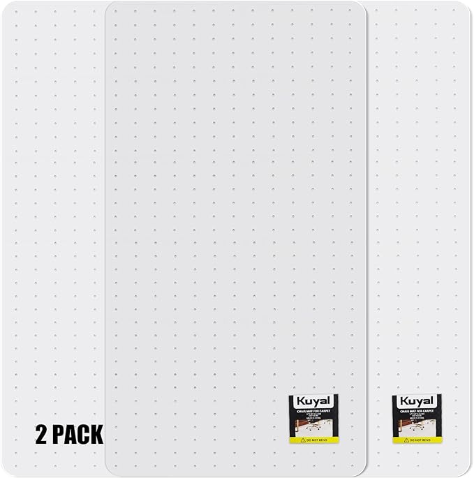 Kuyal Office Chair Mat for Carpet, 2 Pack 46x 60 Clear Heavy Duty Computer Chair Mat, Under Desk Protector Carpeted Floors Mat, Easy Chair Movement,Ship Flat