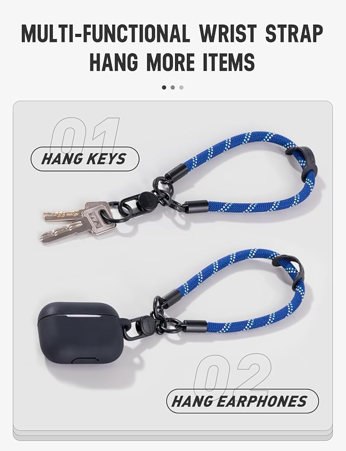 project-cb Phone Wrist Strap×1,Phone Tether Tab×2,Phone Wristlet,Phone Lanyard Wrist Strap,Key Holder,Keychain,Key Ring×2 (Black)