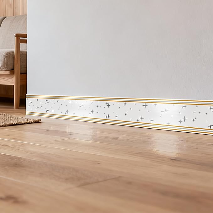 Peel and Stick Baseboard Trim, 3.93" x 196.8" Mirror Border, Self-Adhesive