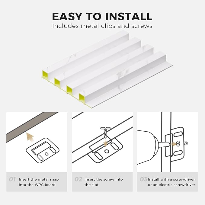 OUZUGIE WPC Acoustic Slat Wall Paneling, Living Room, TV Background, Study Room