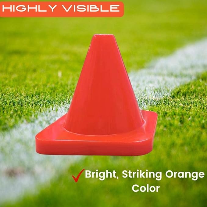 6, 9, 12, 18, 28 Inch Sports Training Traffic Cones - Durable Orange Cones for Soccer, Football, Basketball, Agility Drills, Parking, Safety, Road Use (Set of 12)