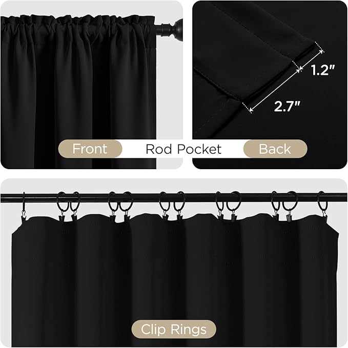 CUCRAF Beige Blackout Curtains 84 inch Length 2 Panels Set, Rod Pocket Room