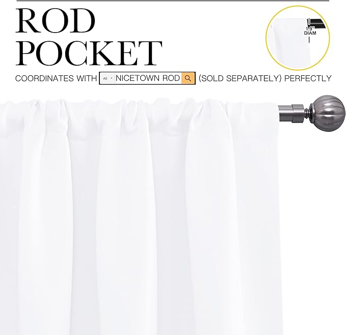 NICETOWN White Curtains for Bedroom, Short Curtains & Draperies for Small Window