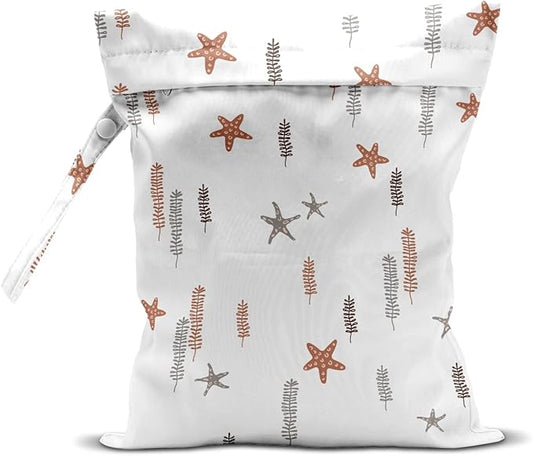 Wet Bag, Wet Dry Bag, Wet Bag for Swimsuit, Travel, Beach, Pool, Diapers, Dirty Yoga Gym Clothes, Makeup Bag, Waterproof Reusable Beach Bag Ocean Decor Starfish Sea Horse Anchor