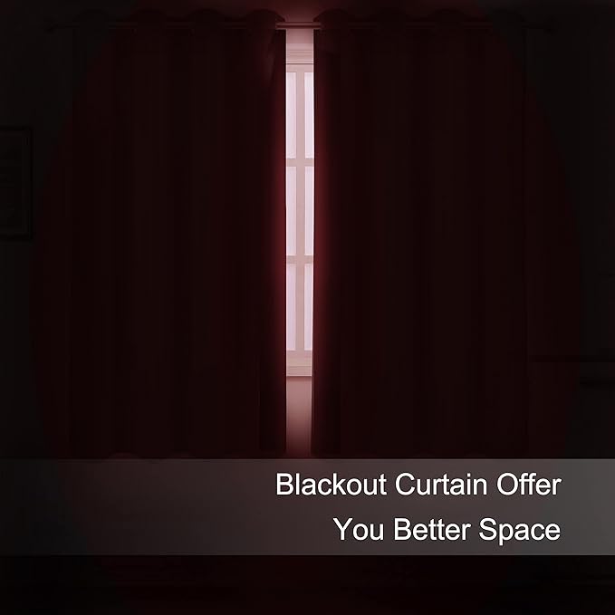 LEMOMO Red Blackout Curtains/52 x 72 Inch/Set of 2 Panels Room Darkening
