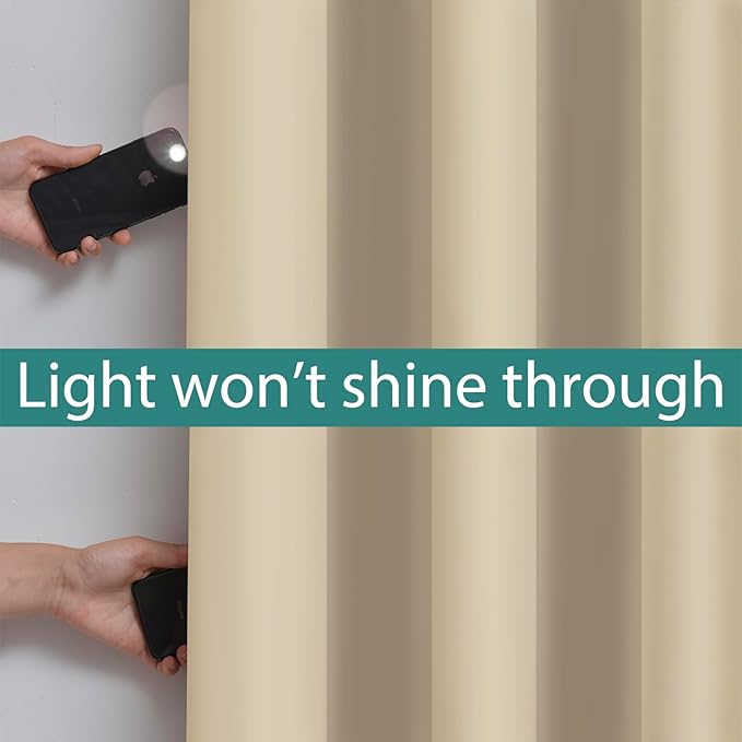 Yakamok 100% Blackout Lined Panels, Thermal Insulated Blackout Curtains