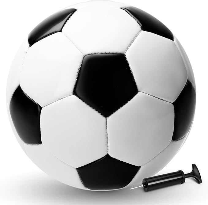 Soccer Ball Size 2 Size 3 Size 4 Size 5 with Pump - Single, 2 or 3 Pack - Official Size & Weight - Classic Indoor Outdoor Soccer Long-Lasting - Ideal Gift for Toddler Kids Boys Girls Youth Adult