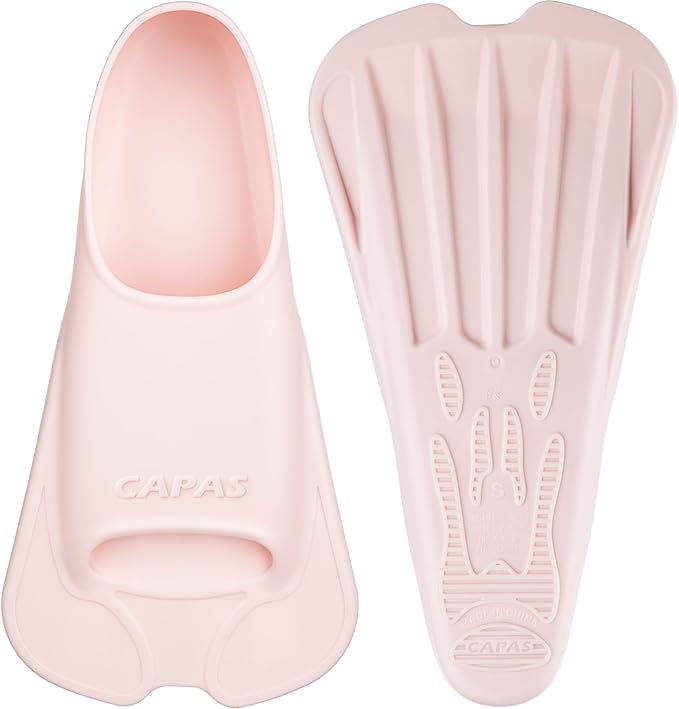 CAPAS Swim Training Fins Comfortable Silicone Lap Swimming Short Blade Floating Flippers with Mesh Bag for Adult Men Women Build Leg Strength
