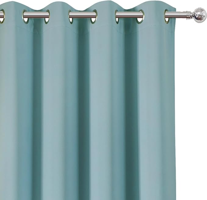LEMOMO Stone Blue Blackout Curtains 66 x 63 Inch Length/Set of 2 Curtain