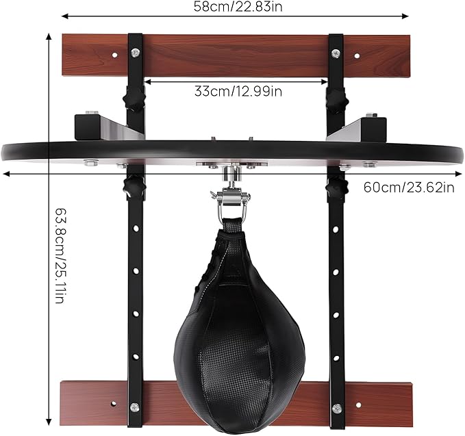 Speed Bag Platform Kit, Heavy Duty Boxing Training Equipment, 360° Swivel Wall Mount Punching Bag Practice Speedbag, Adjustable Height Boxing Speed Ball Full Kit for Home, Gym