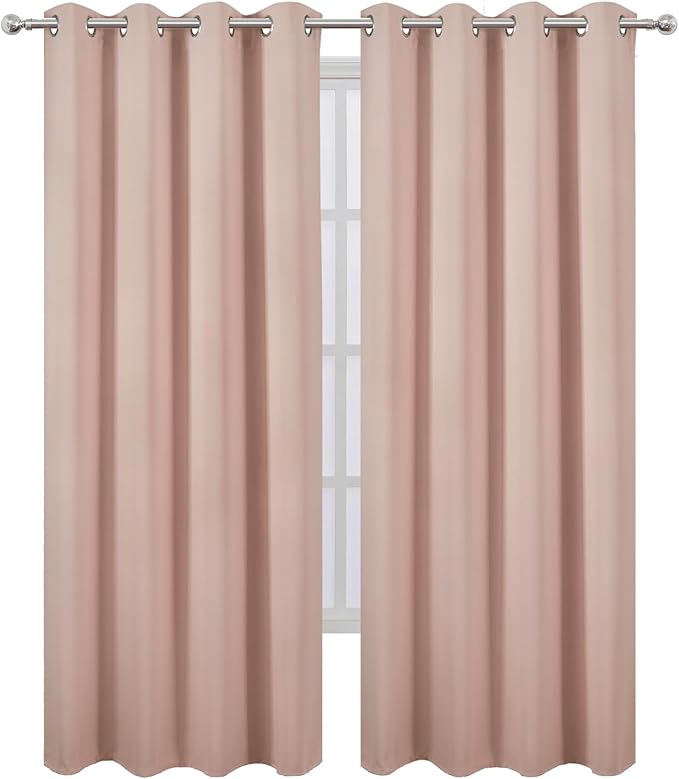 LEMOMO Blush Thermal Blackout Curtains/52 x 95 Inch/Set of 2 Panels Room