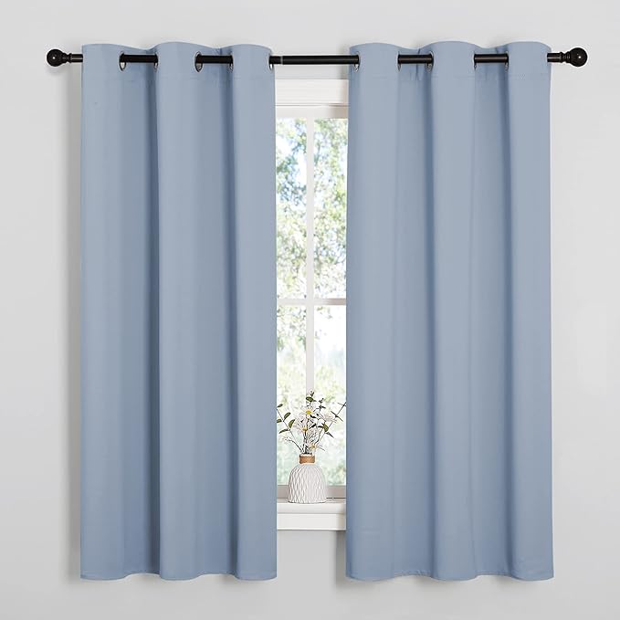 NICETOWN Vintage Blue Blackout Curtains 54 inches Length