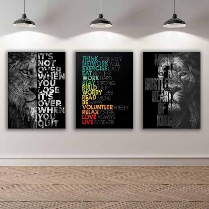 Motivational Canvas Painting Wall Art Execution Grind Hustle Inspirational Wall Art Success Entrepreneur Poster Positive Quotes Wall Poster Framed for Home Office Wall Decor[36''Wx 16''H]