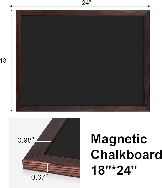Comix Magnetic Chalkboard, 18 x 24 Inches Wooden-Framed Blackboard