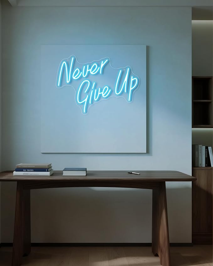 YIKBIK NEVER GIVE UPLED Neon Sign for Wall Decor,Neon Lights Party Decorations, USB Powered Switch Neon Lights lighting adjustable for Office Room, Gym Room, Man Cave, Gamer Room