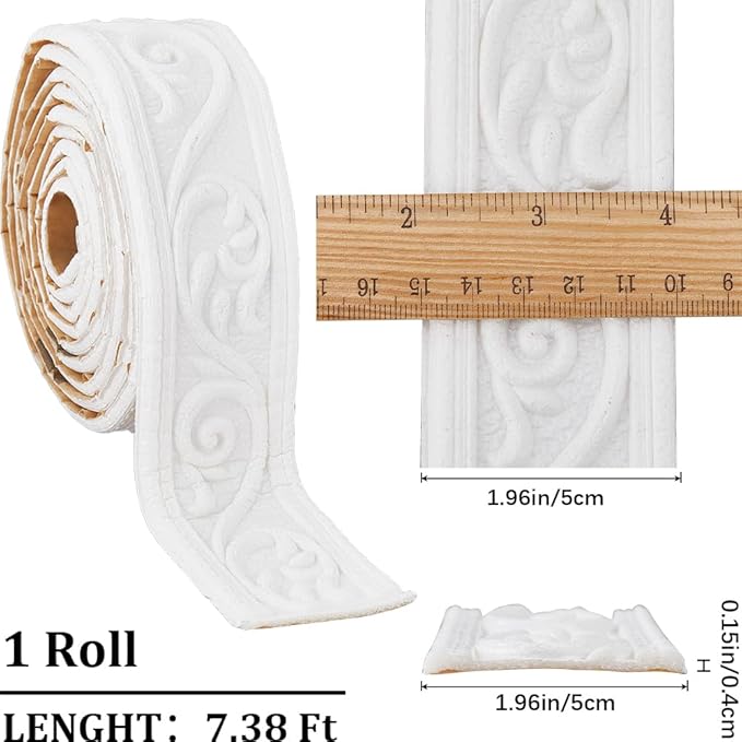 CRASPIRE 88 x 1.96 inch Crown Molding Peel and Stick 3D Flexible Foam Wall Trim