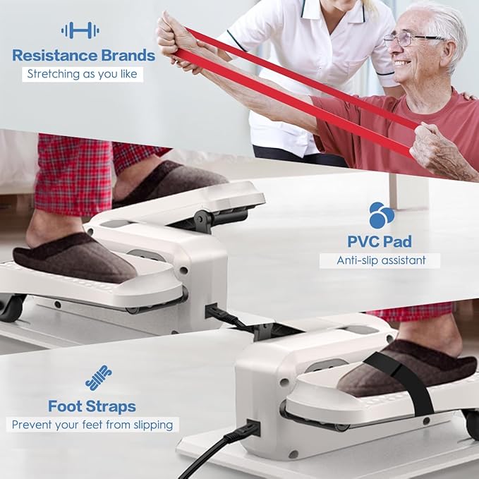 Under Desk Elliptical Machine, Electric Ellipse Leg Exerciser While Sitting for Seniors Adults, Quiet & Portable Electric Seated Pedal Exerciser with Remote Control, 15 Adjustable Speeds, 5 Auto Modes