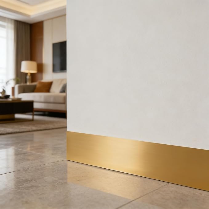 Self-Adhesive Wall Trim with Mirror Finish, 3.93" x 196.8" Peel and Stick