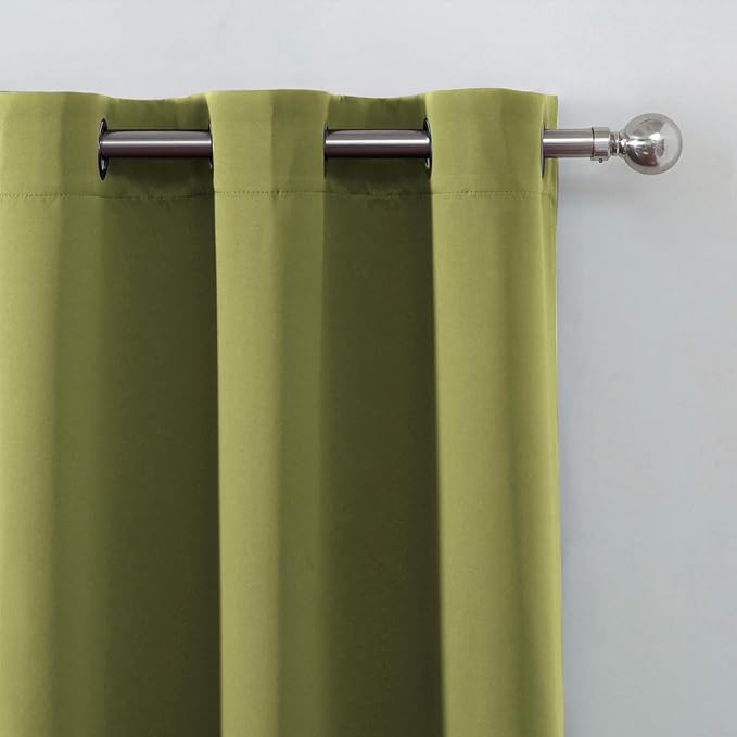 LEMOMO Olive Green Thermal Blackout Curtains/42 x 72 Inch/Set of 2 Panels Room