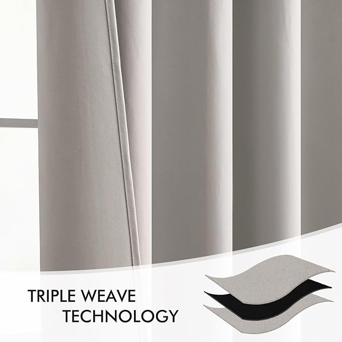 MIULEE Stone Back Tab Blackout Curtain 96 Inch Long 2 Panels Set