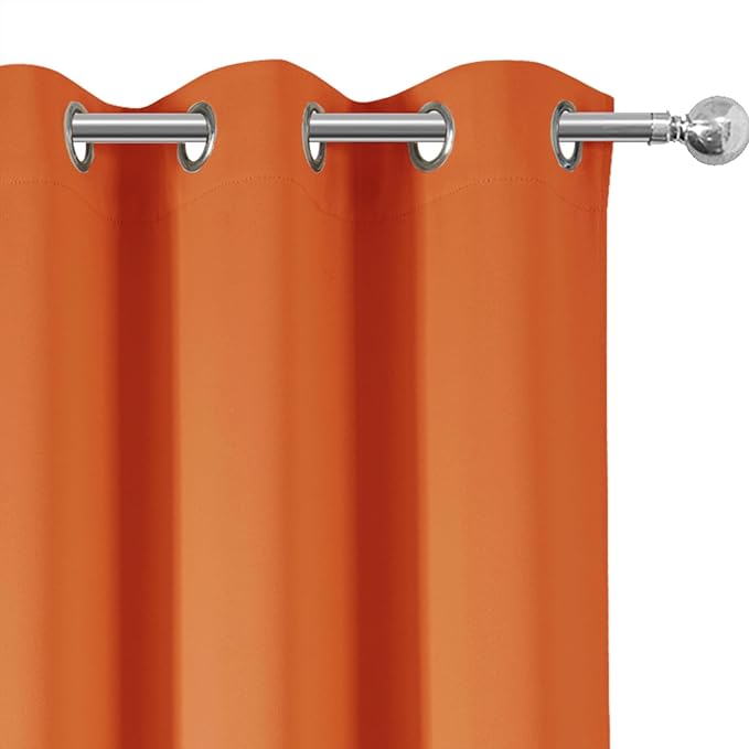 LEMOMO Orange Blackout Curtains 42 x 54 Inch Length Set of 2 Panels Grommet