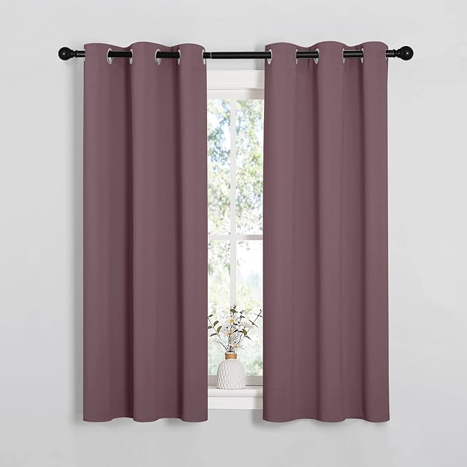 NICETOWN Bedroom Curtain Panels Blackout Draperies, Dry Rose, 1 Pair, 34 by