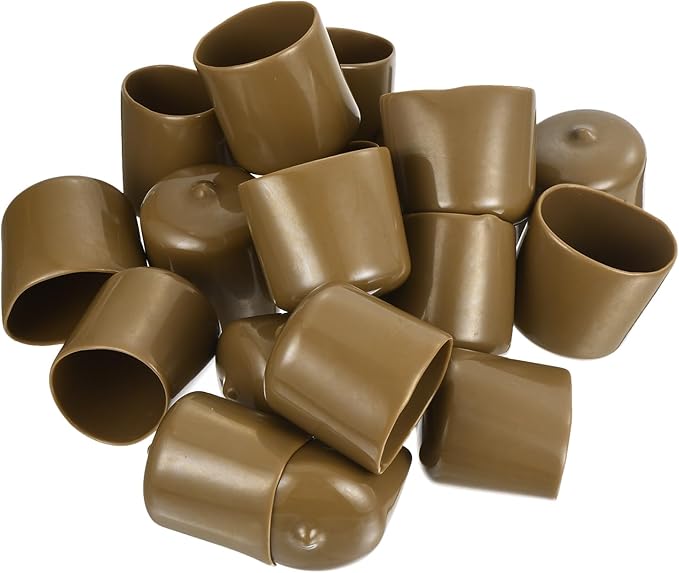 uxcell 20pcs Rubber End Caps 32mm(1 1/4") ID Vinyl PVC Round Tube Bolt Cap Cover Screw Thread Protectors Light Brown