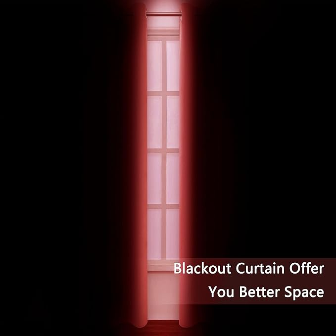 LEMOMO Blackout Curtains 66 x 95 inch/Bright Red Curtains Set of 2