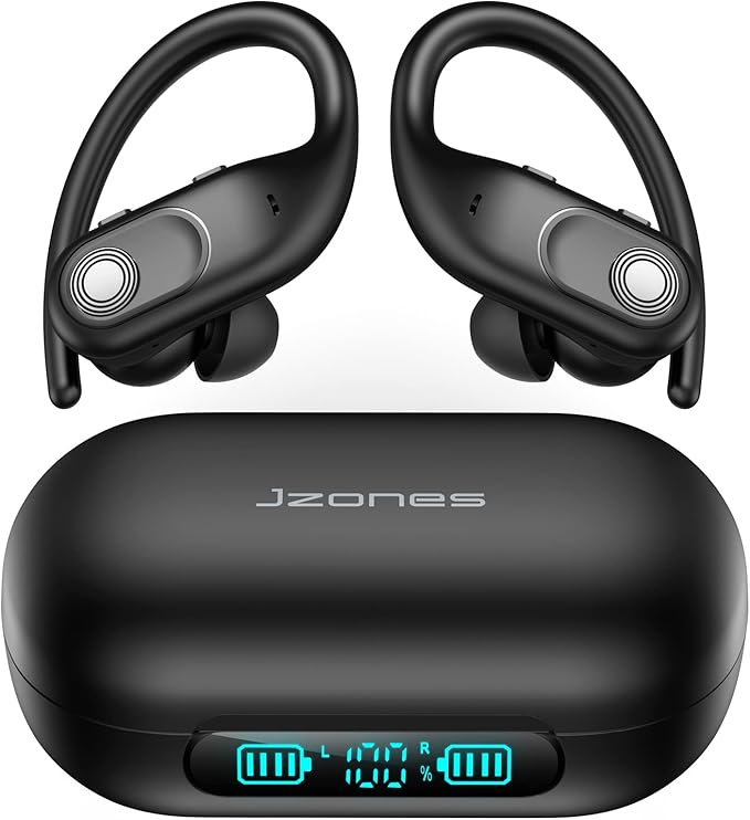 Wireless Earbuds Bluetooth Headphones 130Hrs Playtime with 2500mAh Wireless Charging Case LED Diaplay Hi-Fi Waterproof Over Ear Earphones for Sports Running Workout Gaming