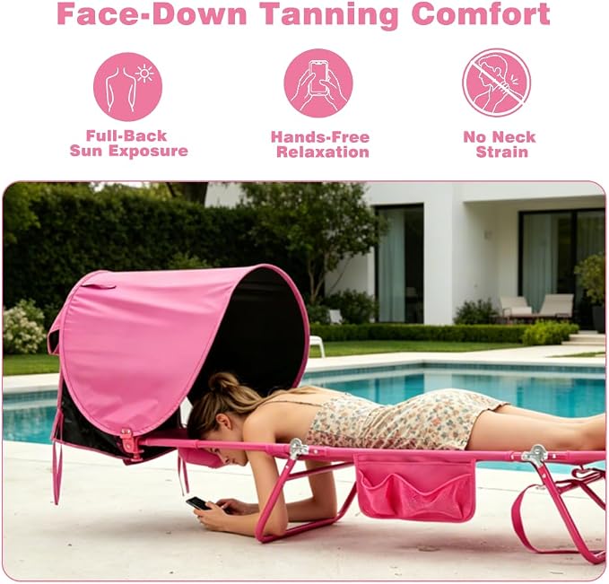 SUNNYFEEL Tanning Chair with Canopy, Face Down Lounger with Backpack Straps | 2-Pack Tanning Chair with Canopy, Face Down Lounger with Backpack Straps