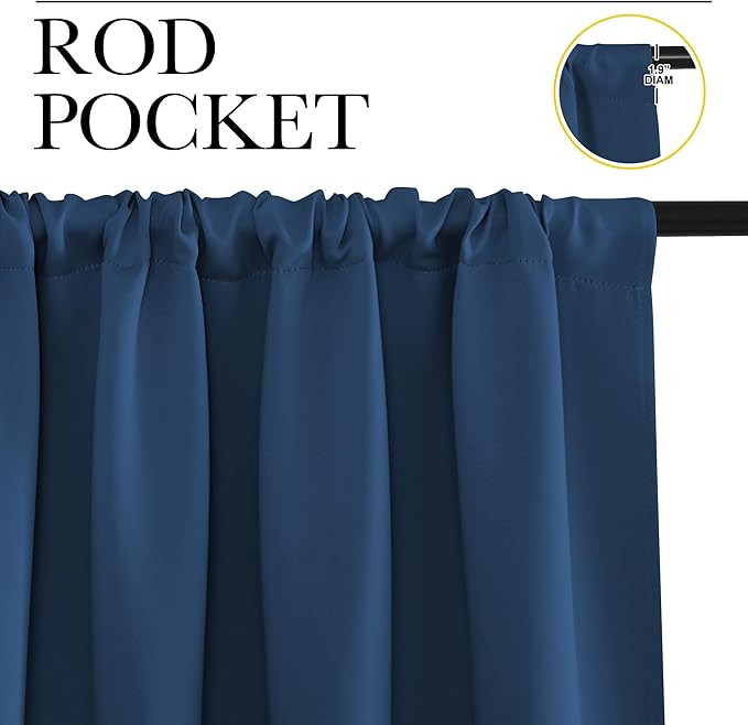 NICETOWN Blackout Curtains for Bedroom, Moroccan Blue, 1 Pair, 62 by 63-inch