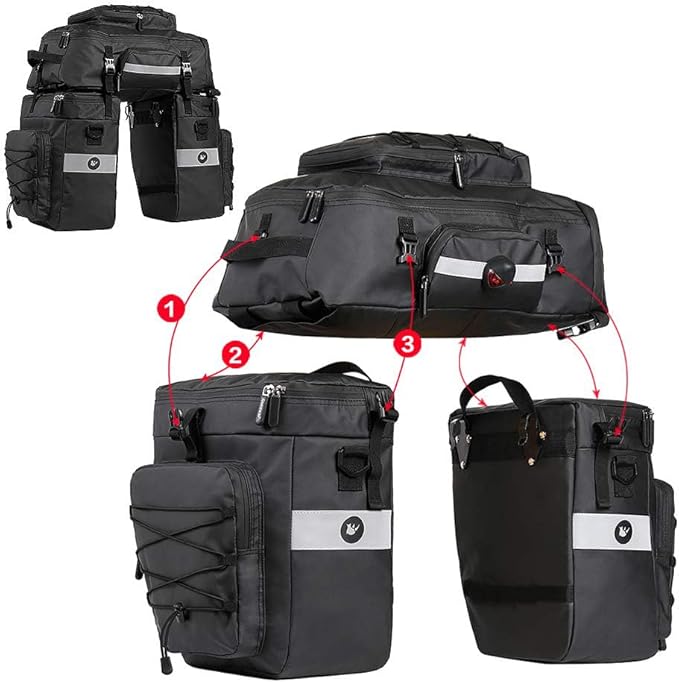 Rhinowalk Bike Pannier Bag Set for Bicycle Cargo Rack Saddle Bag Shoulder Bag Laptop Pannier Rack Bicycle Bag Professional Cycling Accessories 3 in 1